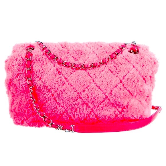 🦄Rare CHANEL Hot Pink Terry Cloth Faux Sherpa Fur Cocoa Beach Abstract Interior - Picture 5 of 16
